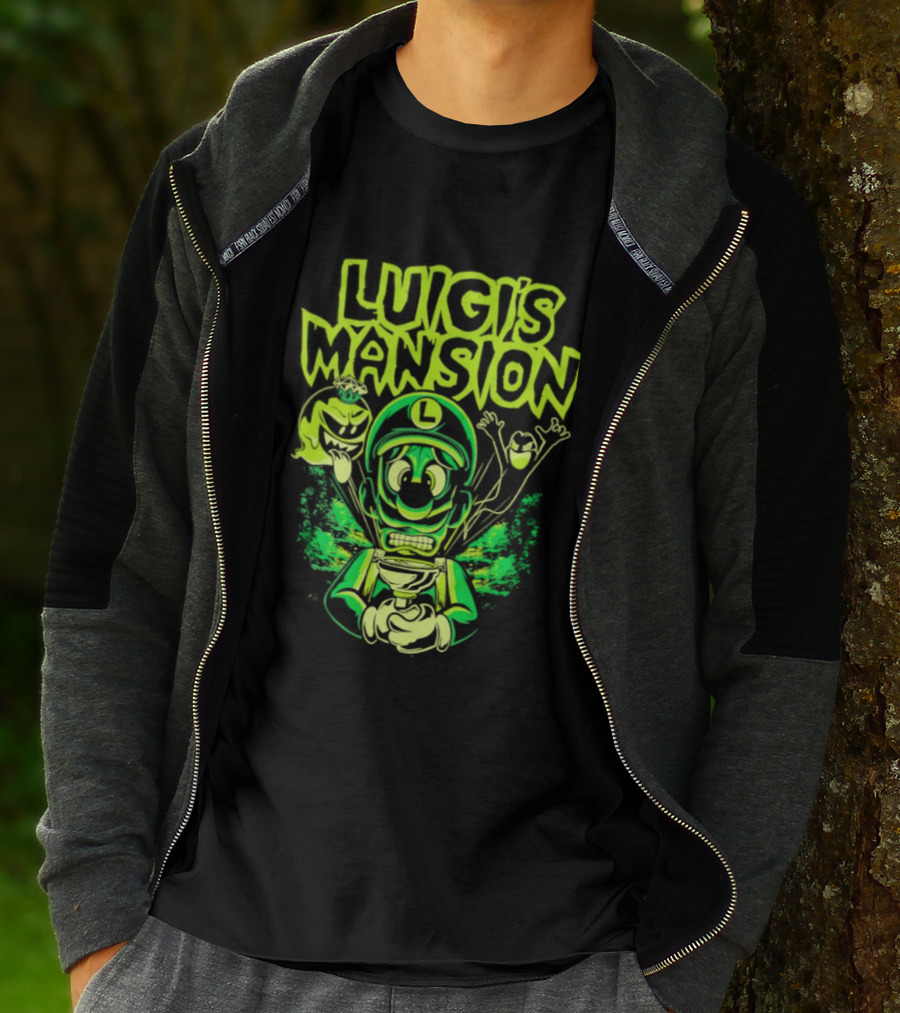 Luigi's Mansion Mario Game Character Neon Ghost T-Shirt