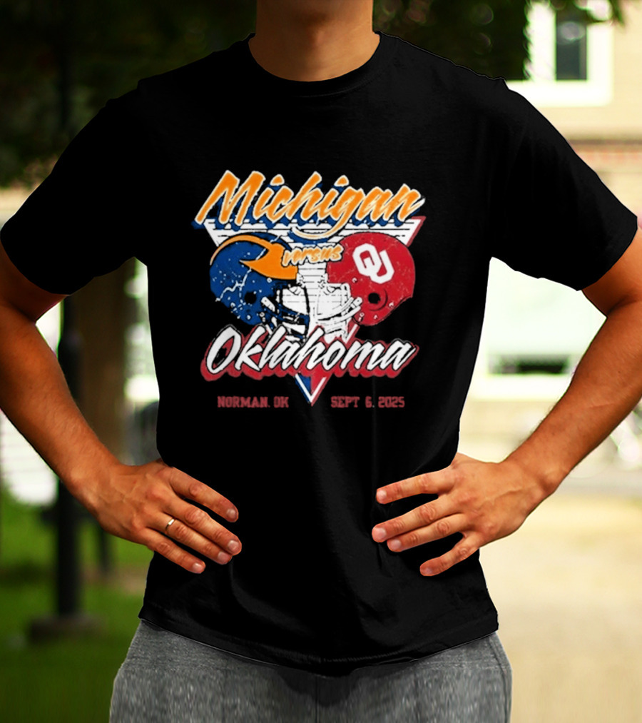Michigan Wolverines Vs Oklahoma Sooners Football Gameday 2025 Norman SEPT 6 Sports Rivalry T-Shirt