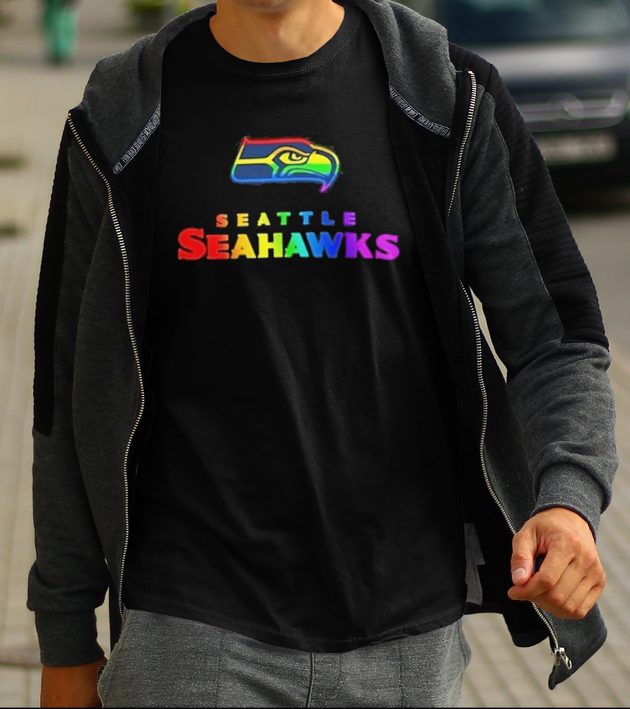 Seattle Seahawks Rainbow Pride NFL Team Logo LGBTQ+ T-Shirt