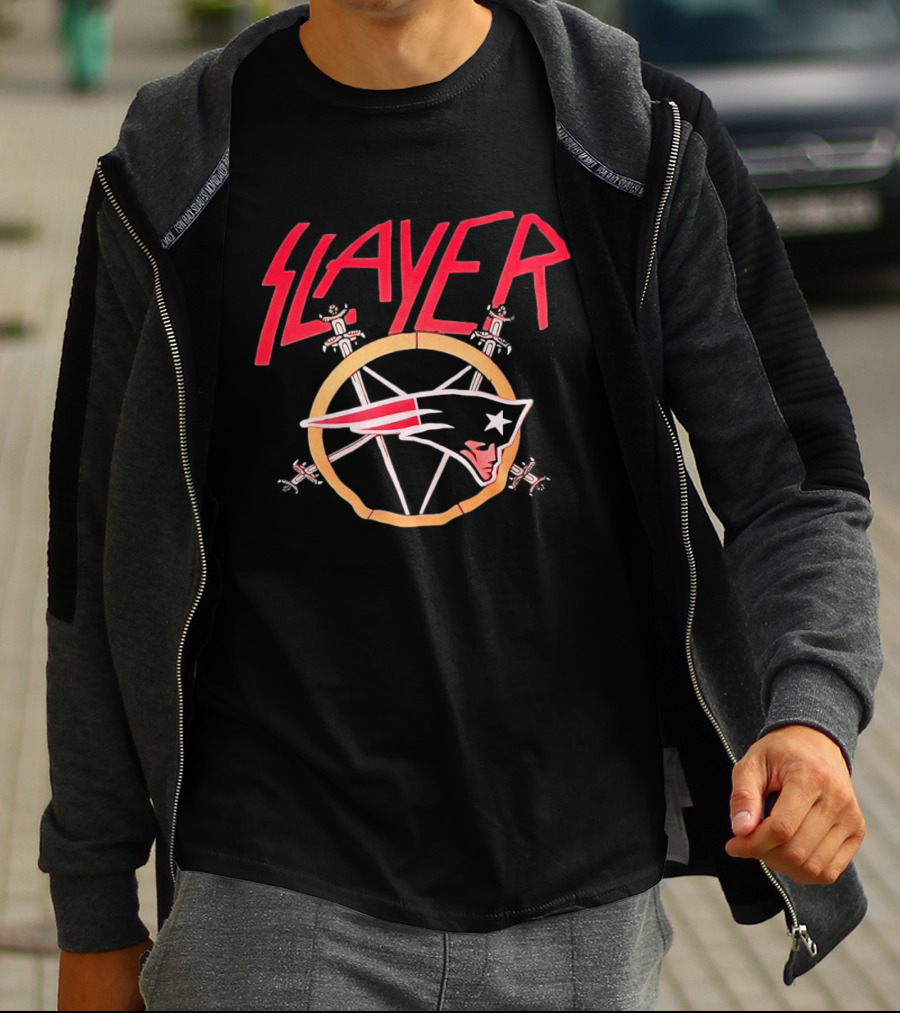Slayer New England Patriots Collaboration Merchandising T-Shirt