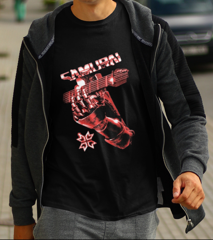 Samurai Cyberpunk 2077 Metallic Hand Guitar T-Shirt