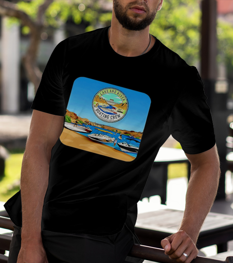Lake And River Boating Crew With Boats Jet Ski E Foil Adventure Scene T-Shirt