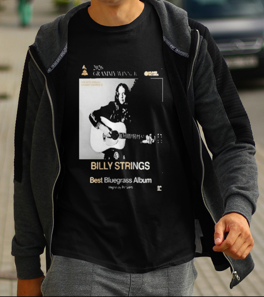 Billy Strings 2026 Grammy Winner Best Bluegrass Album Performance Acoustic Guitar T-Shirt