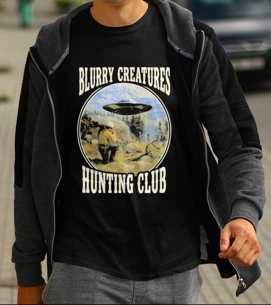 Blurry Creatures UFO Encounter Wilderness Adventure Hunting Club T-Shirt