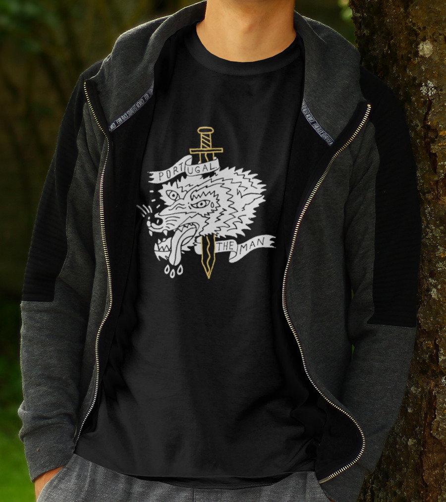 Portugal The Man Wolf Head Sword And Banner T-Shirt