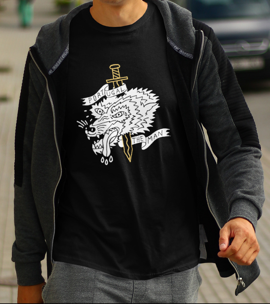 Portugal The Man Wolf Head Sword And Banner T-Shirt