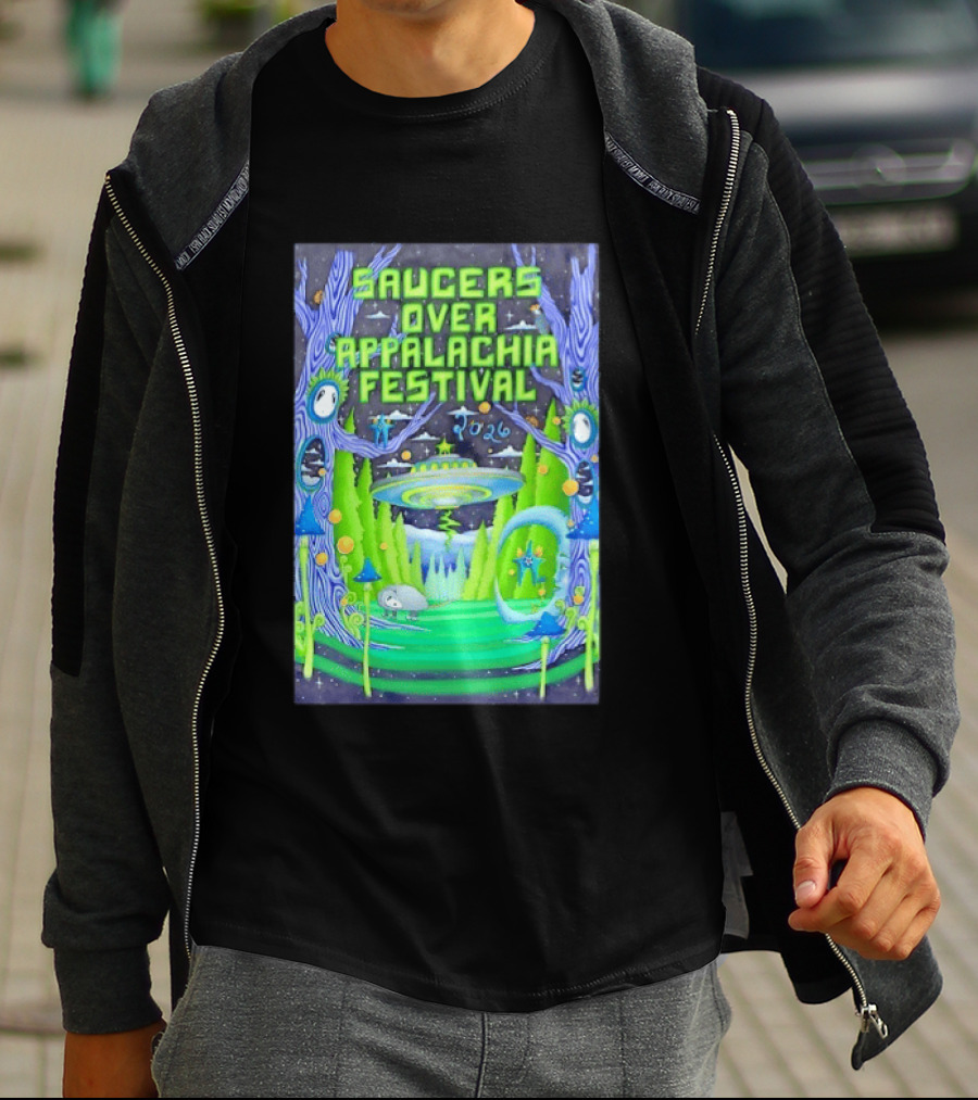 Saucers Over Appalachia Festival 2026 UFO Theme Bristol VA Jun 13 Forest Aliens T-Shirt