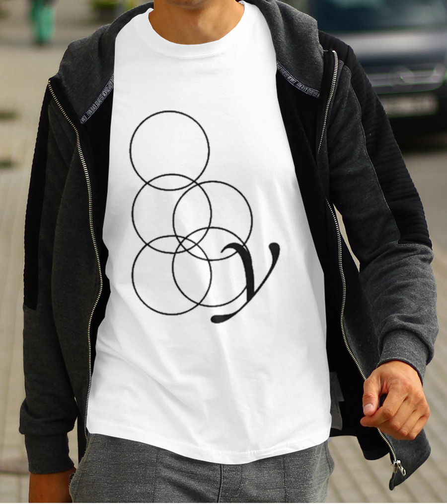 By Storm White Interlocking Rings Symbol With Stylized V T-Shirt