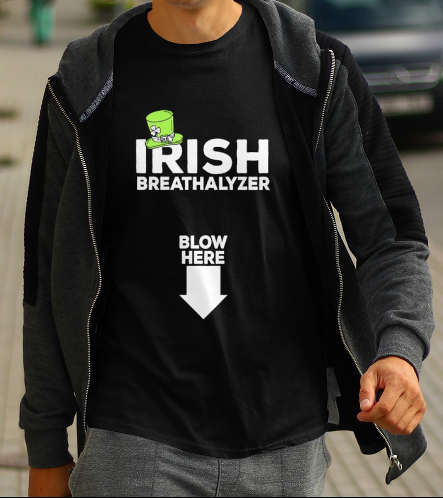 Irish Breathalyzer Blow Here St Patrick's Hat T-Shirt
