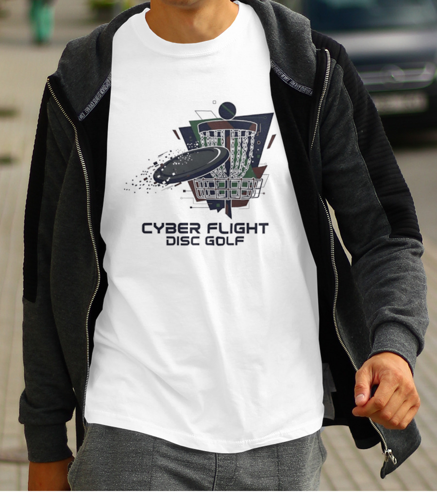 Cyber Flight Disc Golf Futuristic Basket T-Shirt