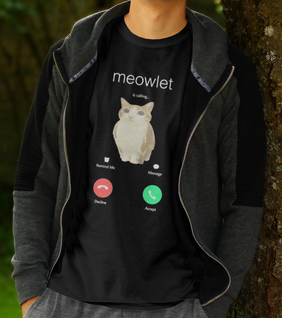 Meowlet Is Calling Remind Me Message Decline Accept Cat Image T-Shirt