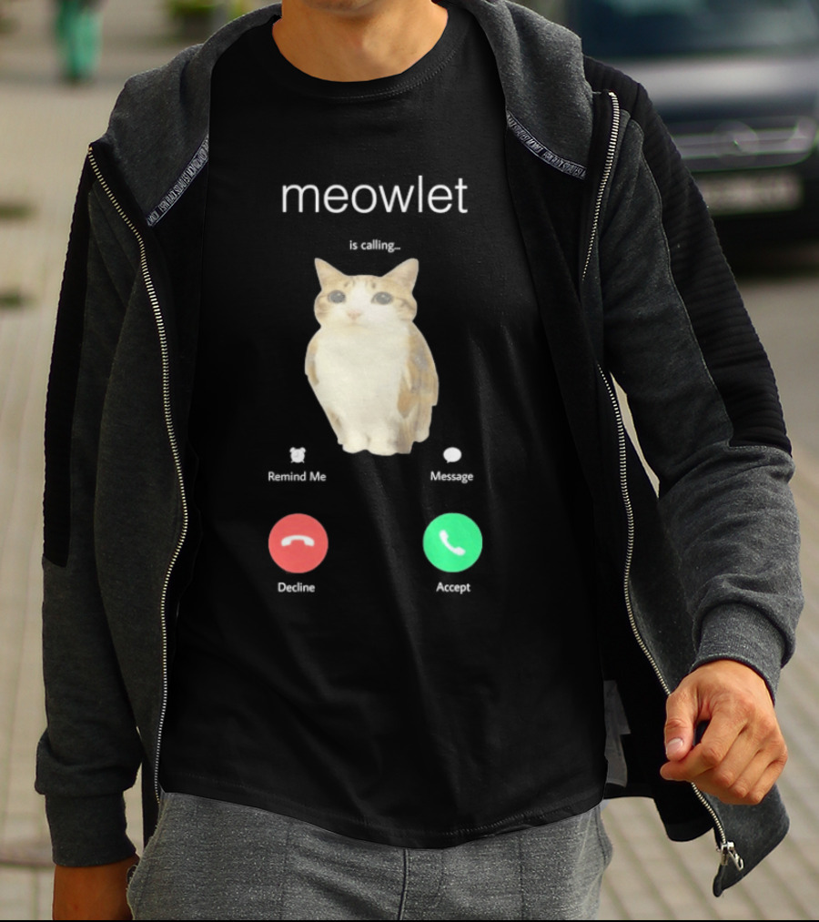 Meowlet Is Calling Remind Me Message Decline Accept Cat Image T-Shirt