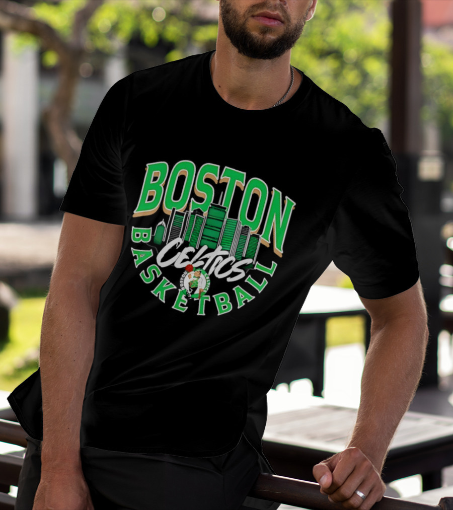 Boston Celtics Basketball City Skyline T-Shirt