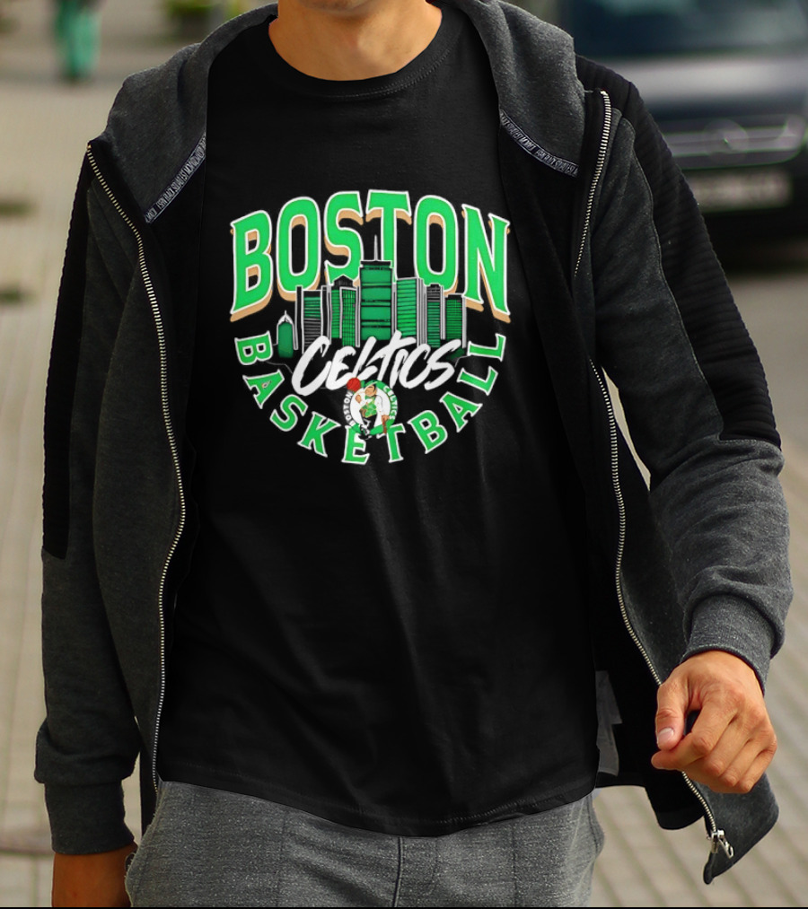Boston Celtics Basketball City Skyline T-Shirt