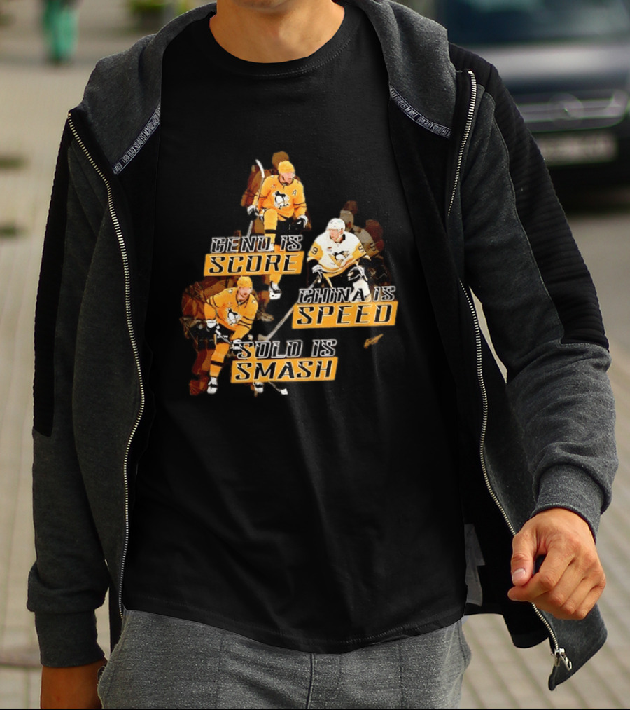 Pittsburgh Penguins Geno Score China Speed Solo Smash Hockey Players T-Shirt