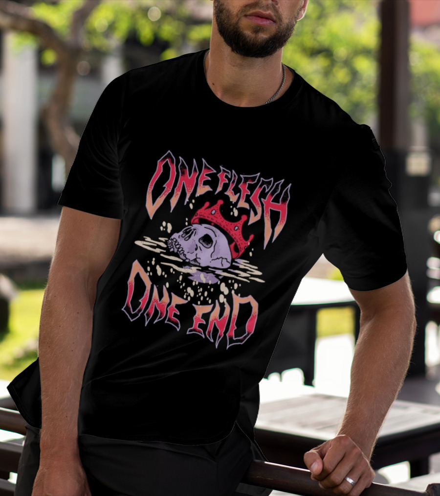One Flesh One End Skull With Red Crown T-Shirt