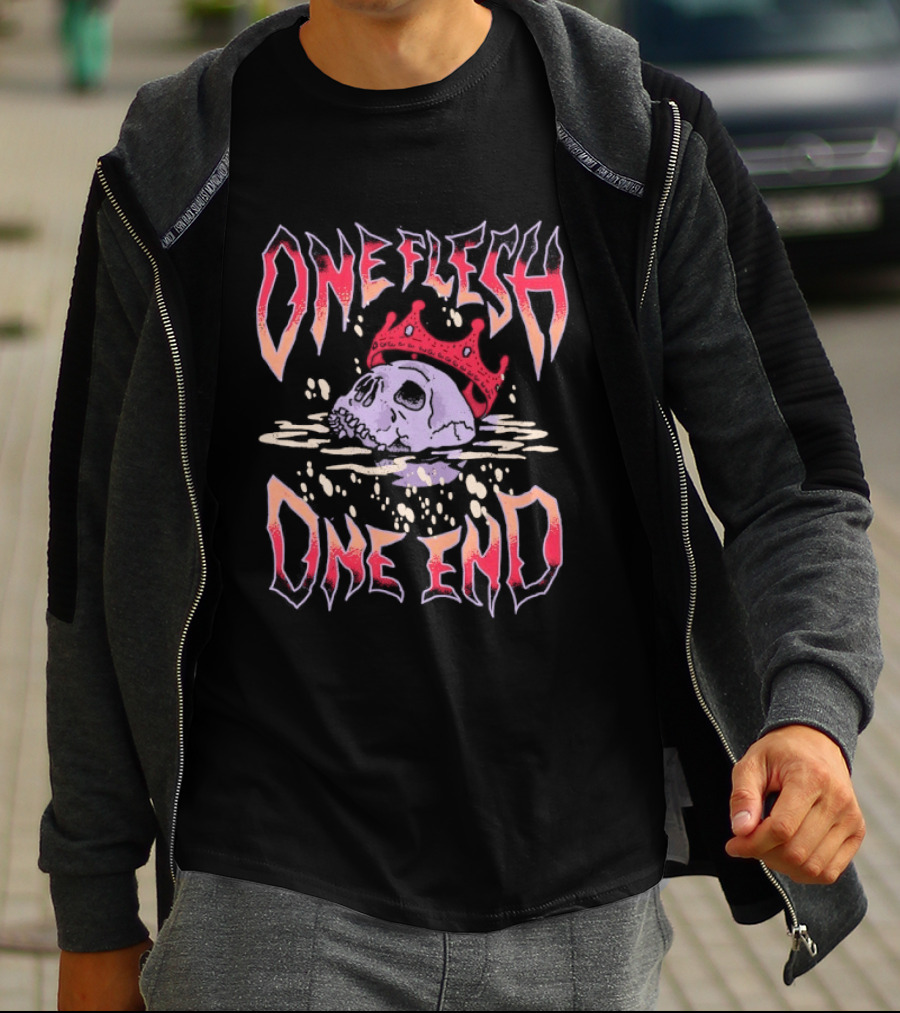One Flesh One End Skull With Red Crown T-Shirt