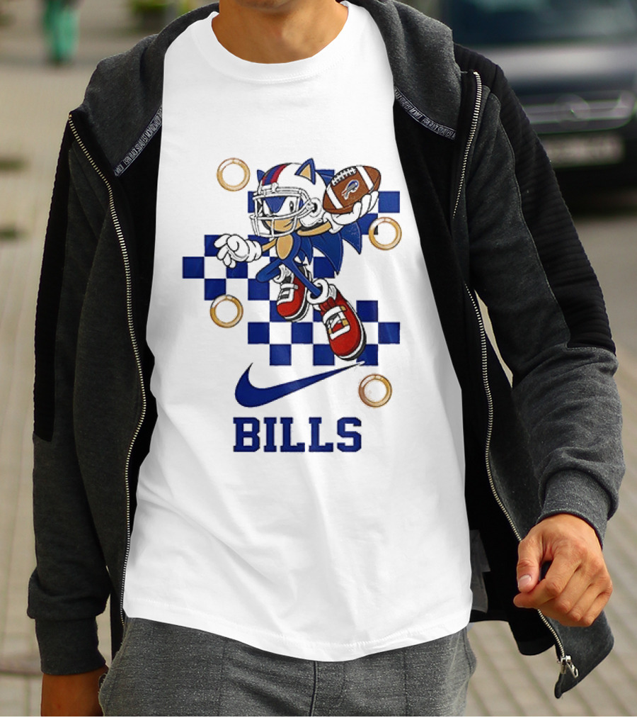 Nike Sonic The Hedgehog Buffalo Bills Football Game Rings T-Shirt