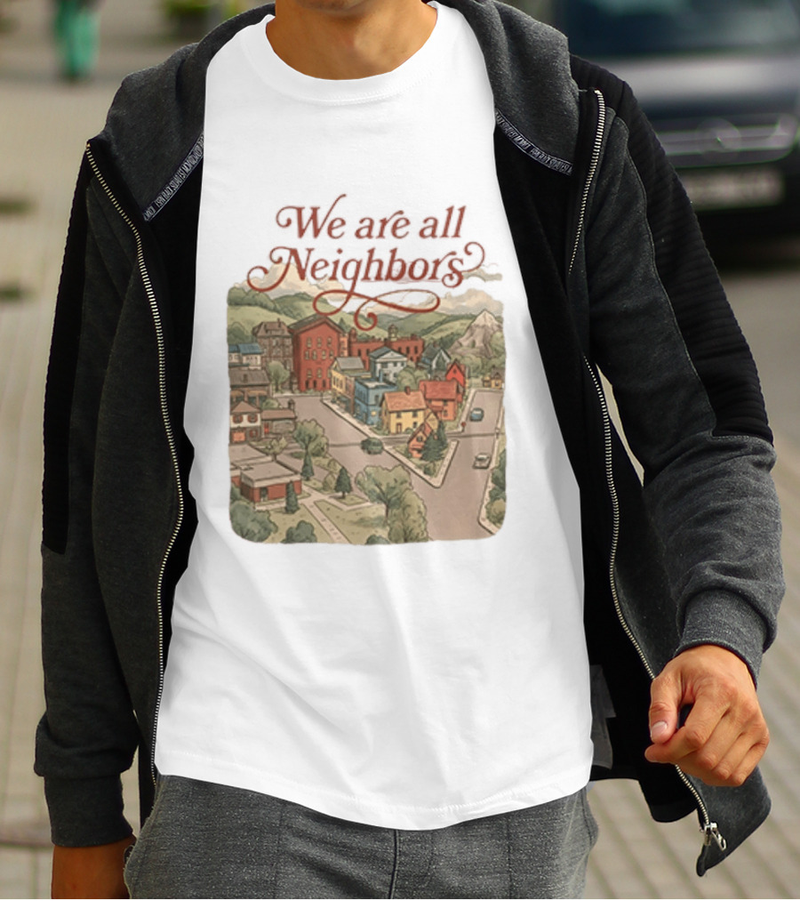 We Are All Neighbors Community Street Scene T-Shirt