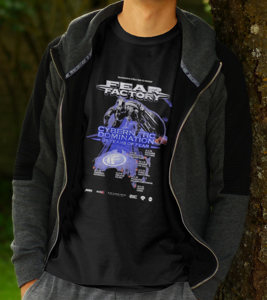 Fear Factory Cybernetic Domination 35 Years Of Fear Tour Dates Australia New Zealand T-Shirt