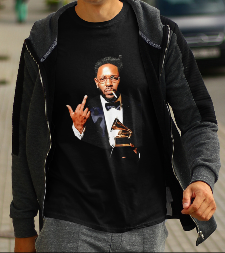 Kendrick Lamar Smoking Grammy Middle Finger Tuxedo T-Shirt