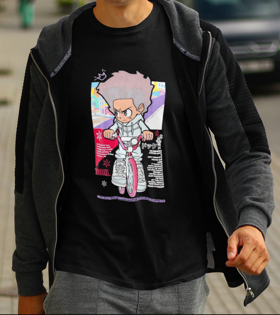 The Boondocks Freeman Cycle Anime Mashup Kid Biking Edgy T-Shirt