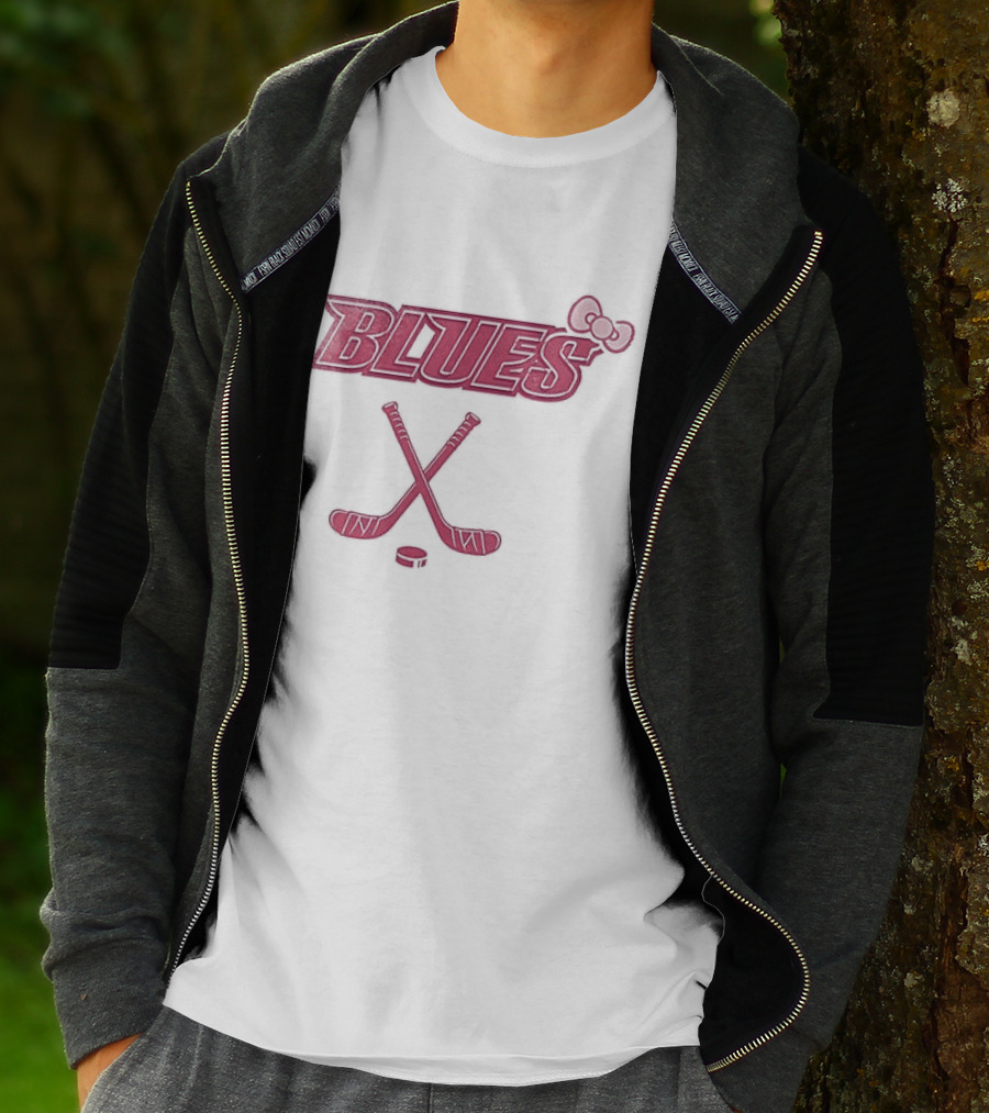 St Louis Blues X Hello Kitty Hockey Crossed Sticks Collaboration T-Shirt