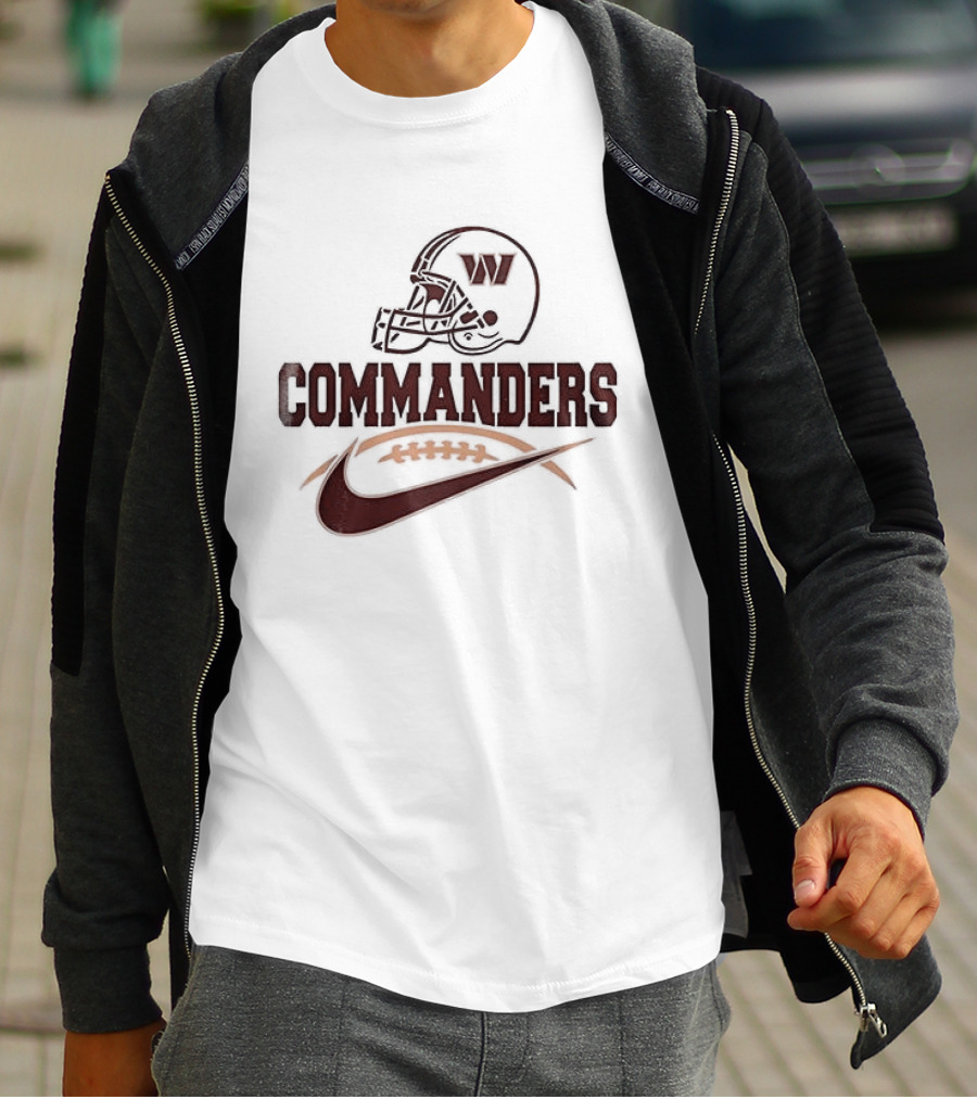 Washington Commanders Football Helmet Nike Swoosh T-Shirt