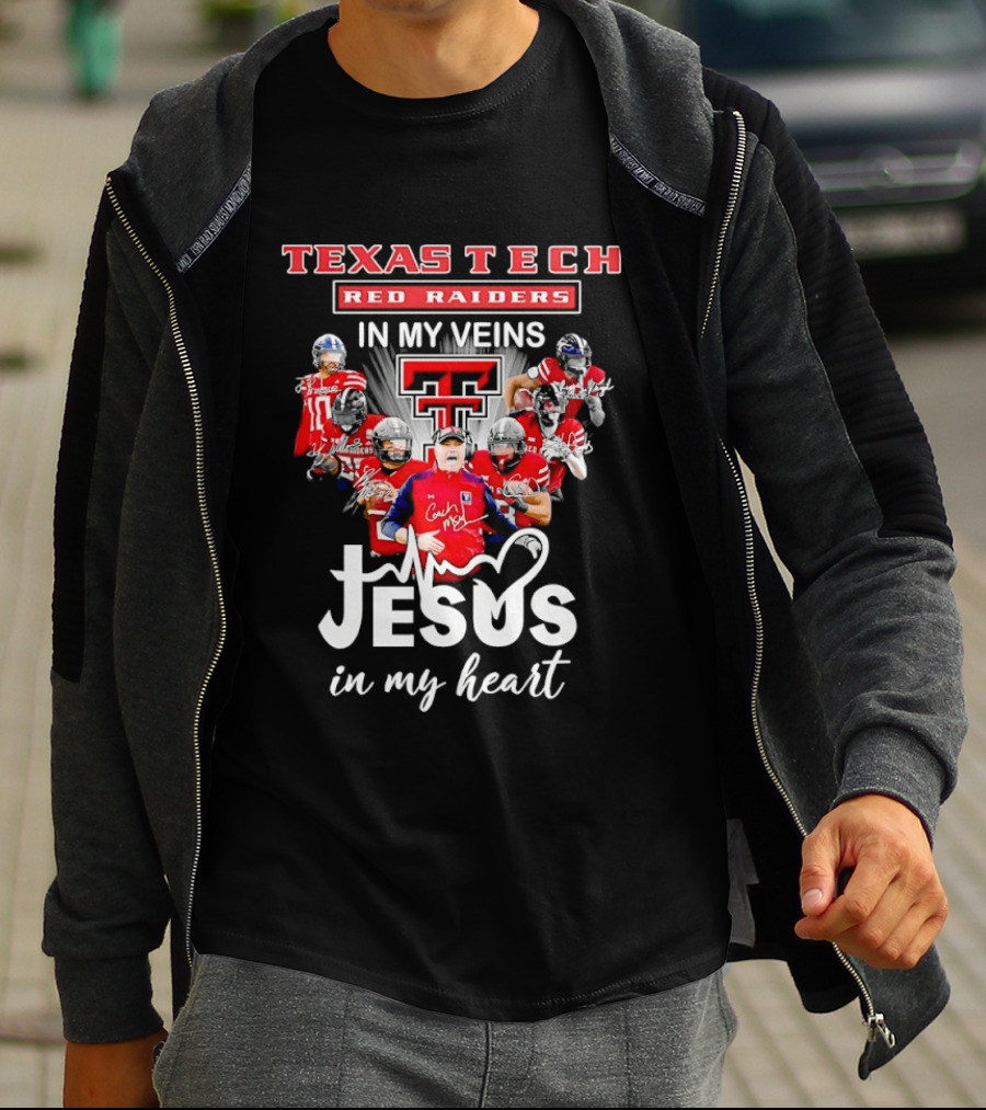 Texas Tech Red Raiders In My Veins Jesus In My Heart T-Shirt