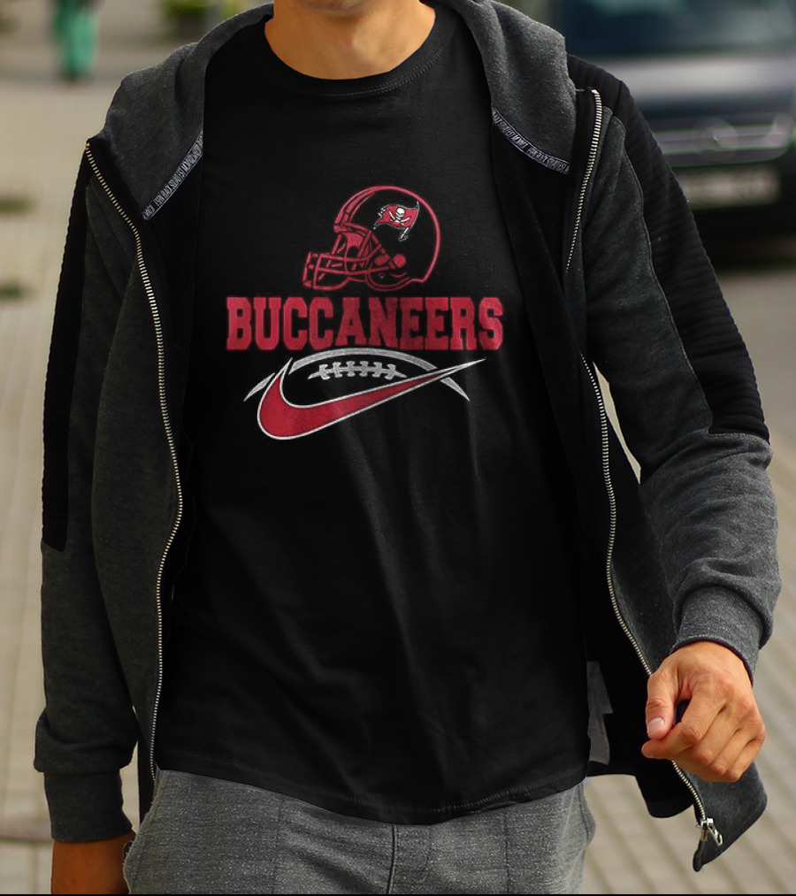 Tampa Bay Buccaneers Helmet And Nike Swoosh T-Shirt