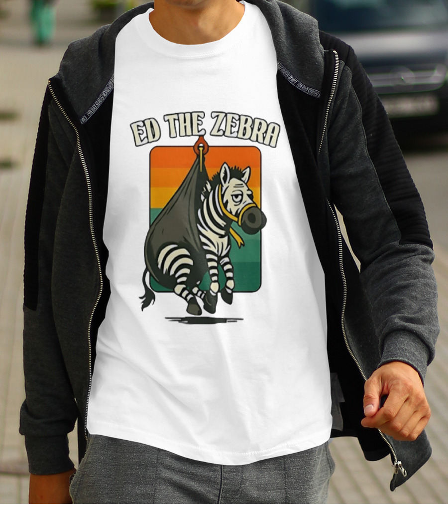 Ed The Zebra Retro Striped Capture Scene T-Shirt
