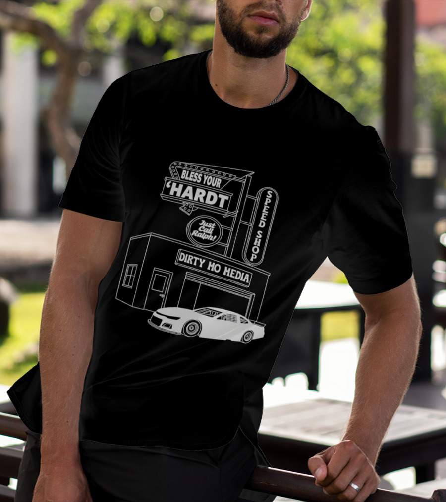 Bless Your 'Hardt Speed Shop Dirty Mo Media Racing Car T-Shirt