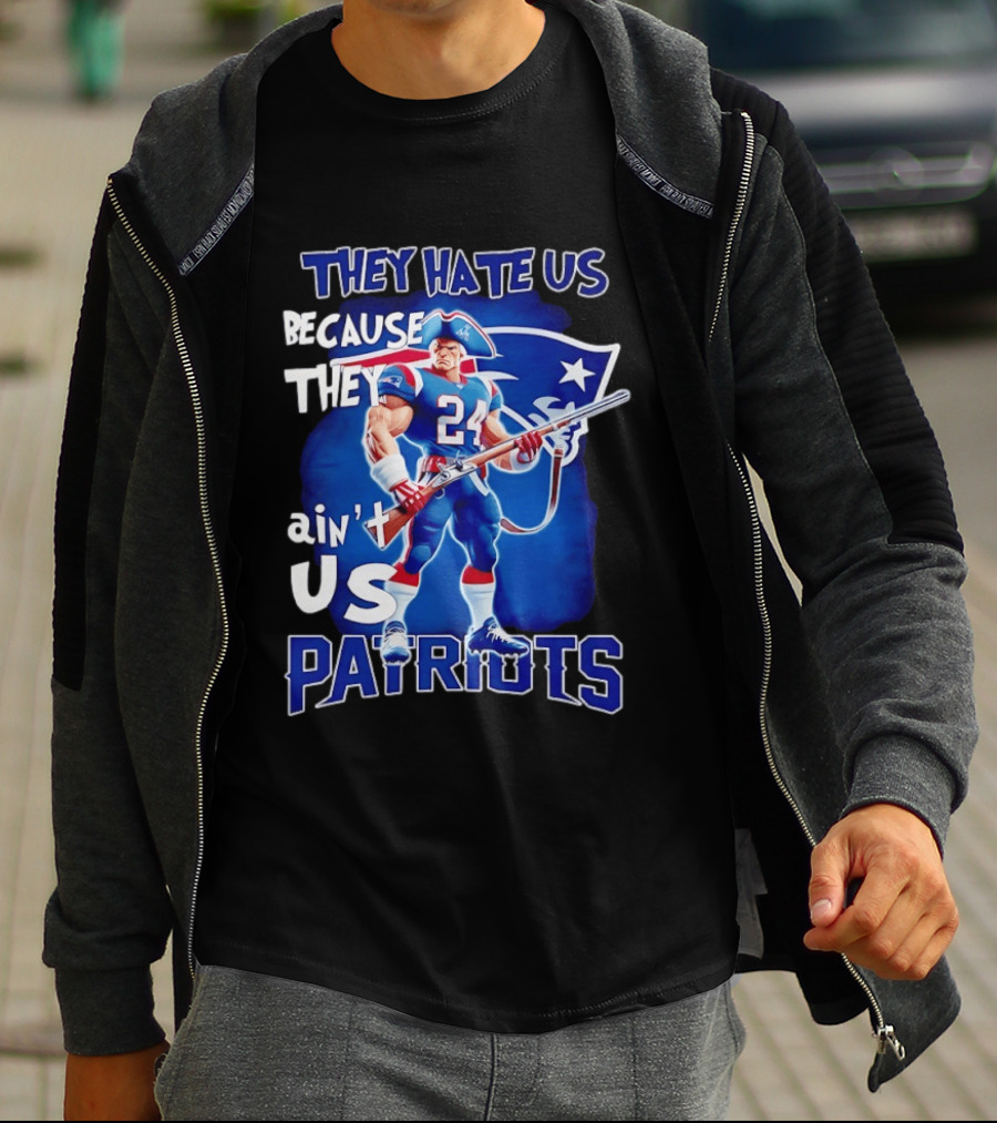 They Hate Us Because They Ain't Us Patriots 24 Holding Shotgun T-Shirt