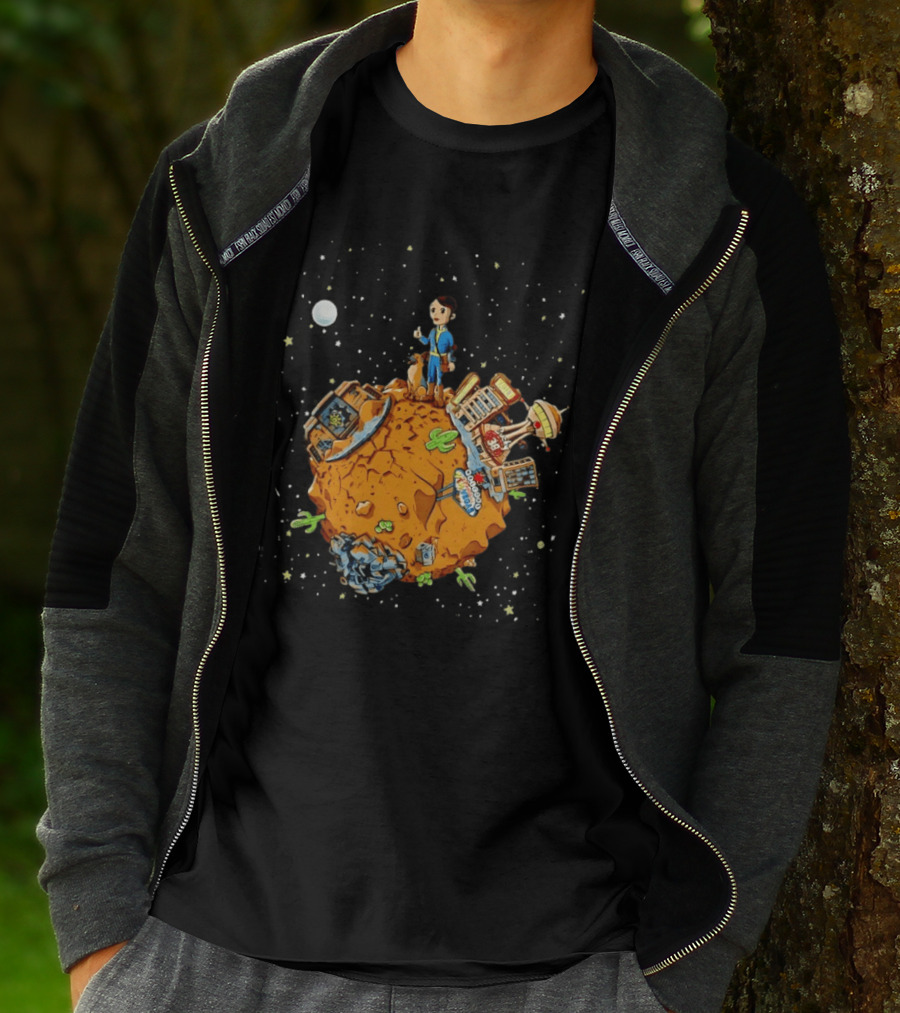 Vault Boy Vault Tec Corporation Welcome Las Vegas Planet Scene T-Shirt