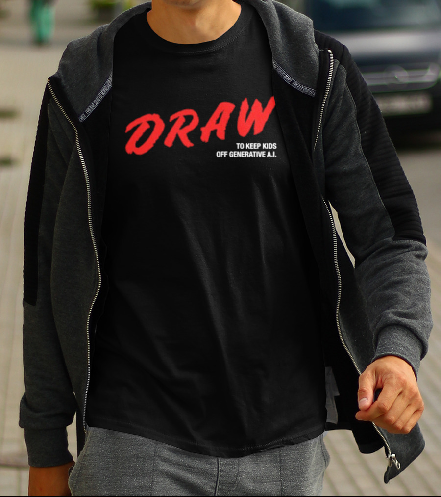 Daron Nefcy Draw To Keep Off Generative AI T-Shirt