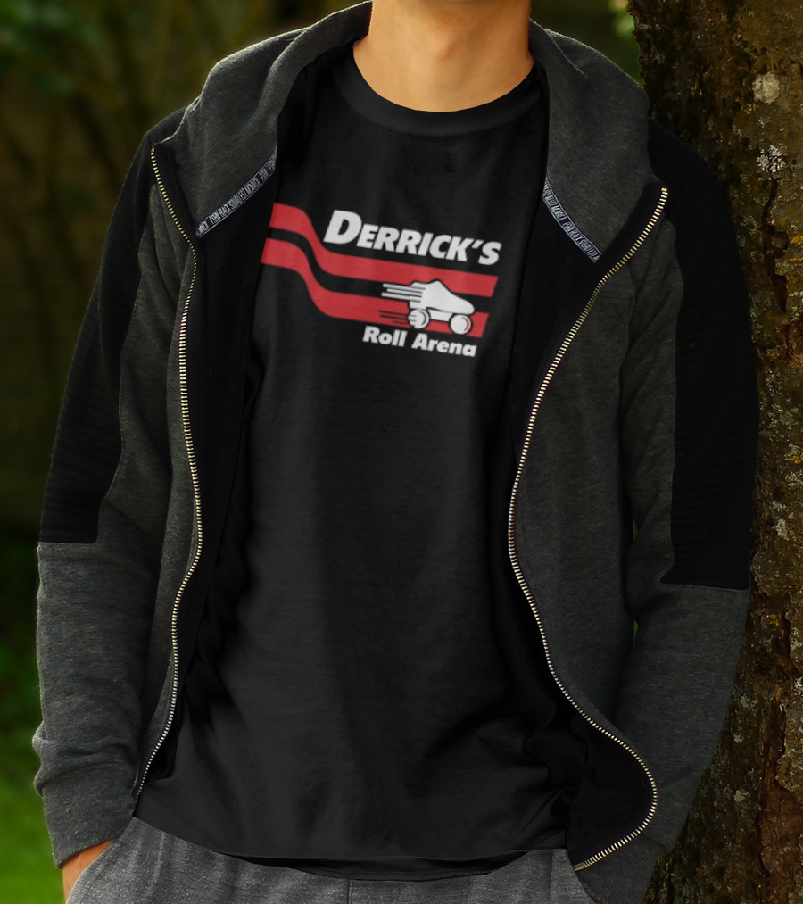 Derrick's Roll Arena Retro Skating Rink Neon Roller Skate T-Shirt