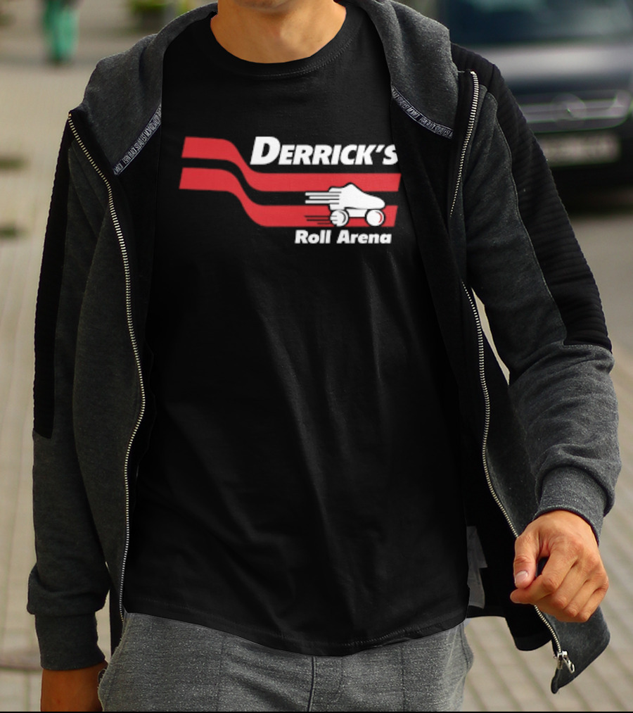 Derrick's Roll Arena Retro Skating Rink Neon Roller Skate T-Shirt