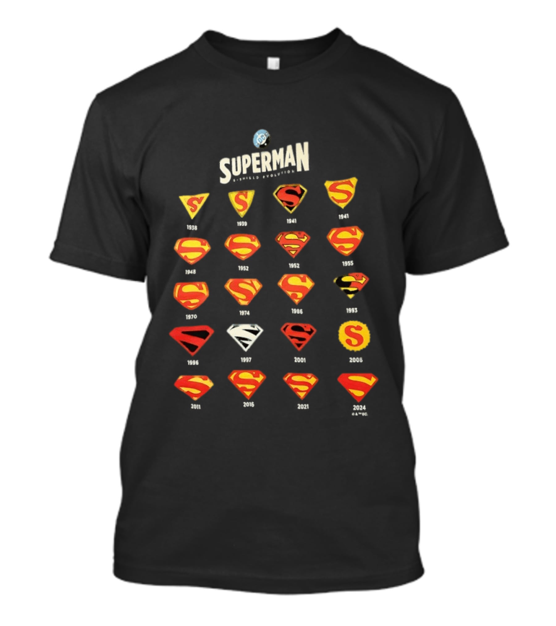 Superman S Shield Evolution History Iconic Emblems Collection T-Shirt