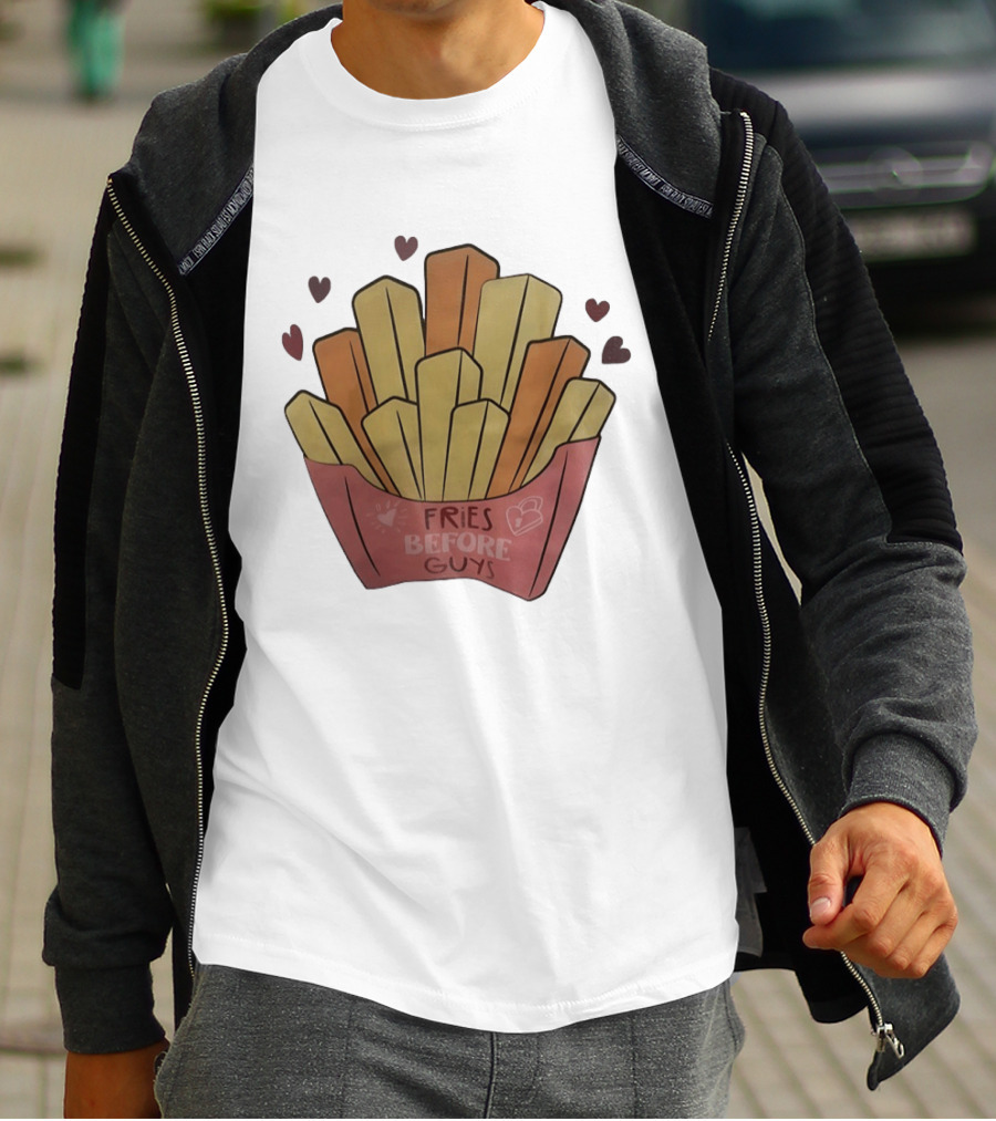 Fries Before Guys Valentine's Day Heart T-Shirt