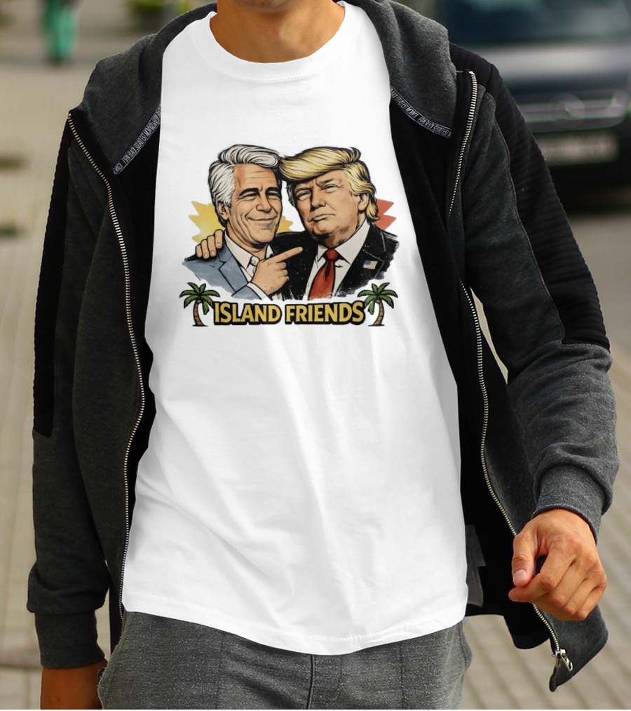 Trump And Epstein Island Friends Iconic Duo With Tropical Palm T-Shirt