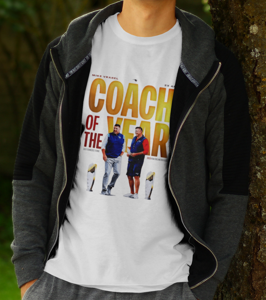 Mike Vrabel Coach Of The Year Highlight With Trophy T-Shirt