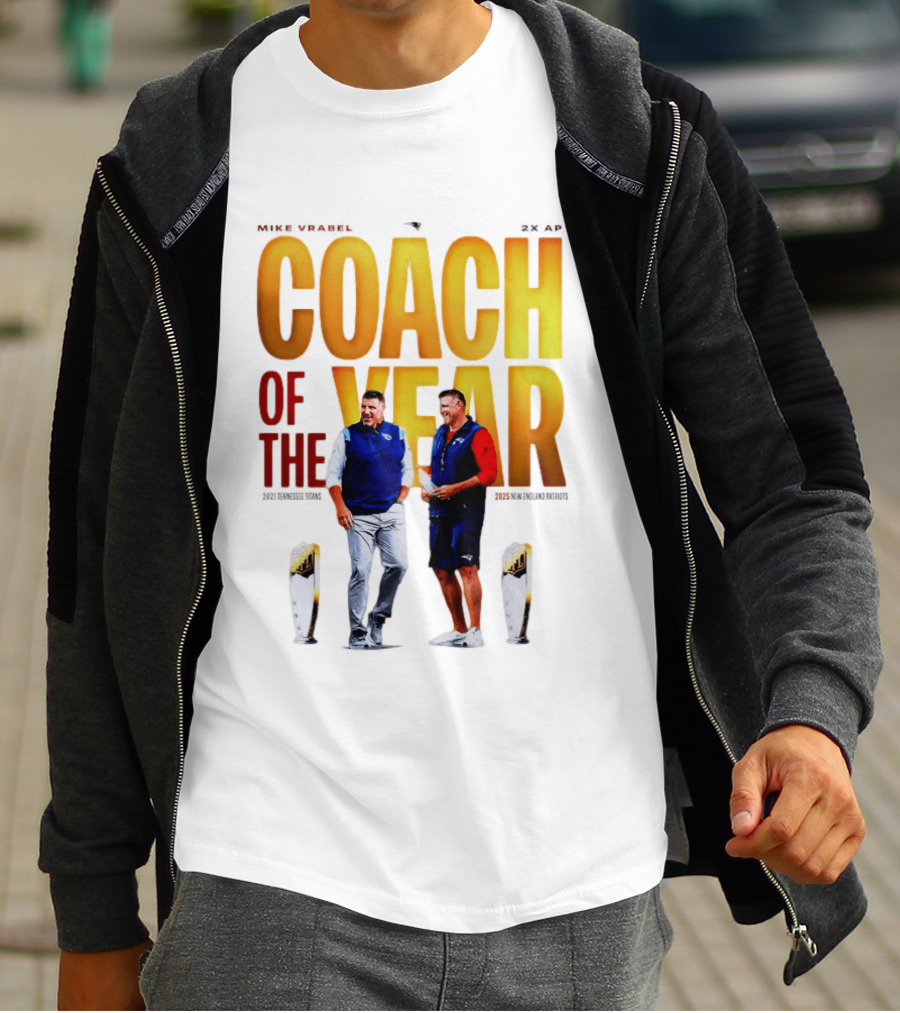 Mike Vrabel Coach Of The Year Highlight With Trophy T-Shirt