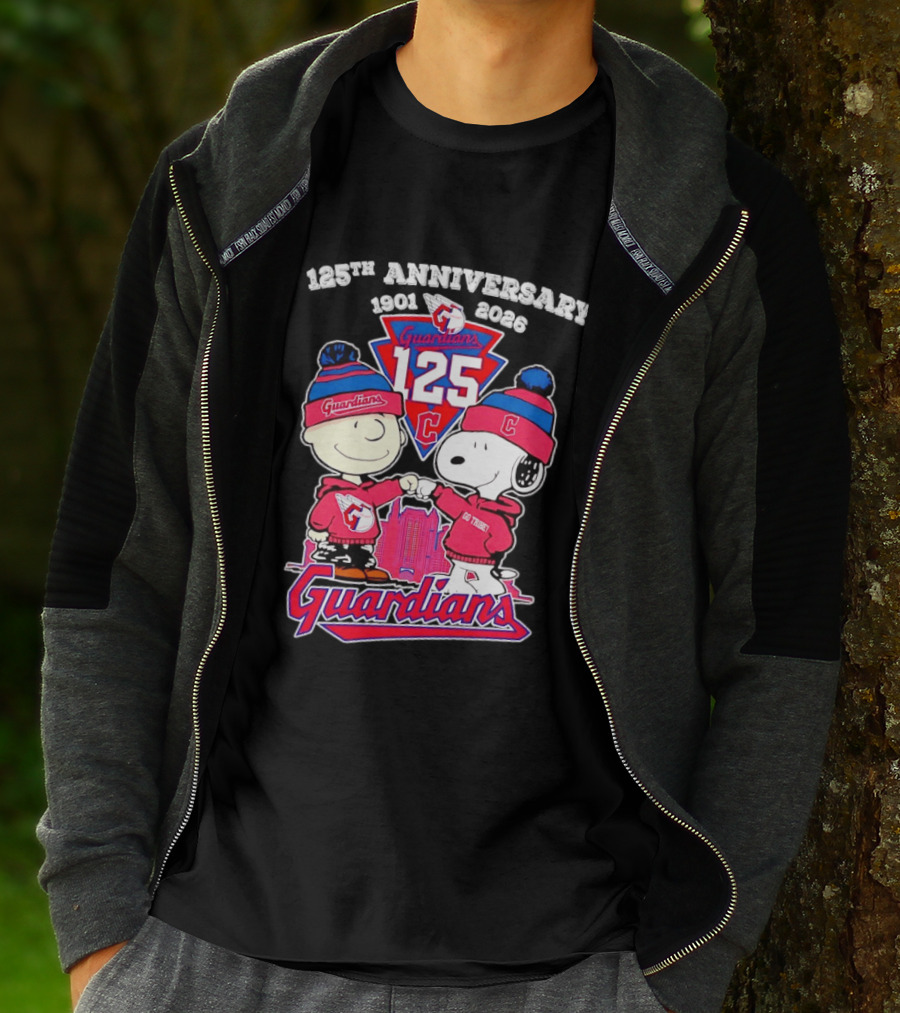 Charlie Brown Snoopy 125th Anniversary Cleveland Guardians Go Tribe T-Shirt