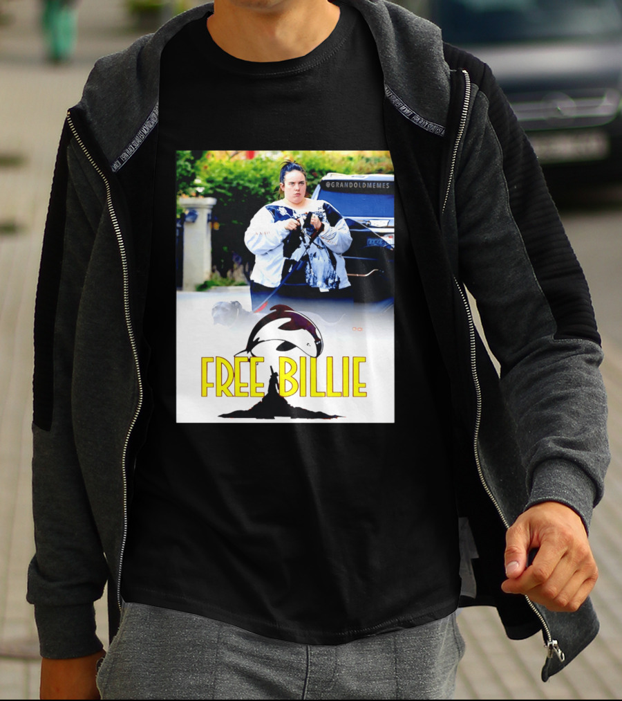 Free Billie Fat 2026 Meme Parody With Whale And Dog Walking T-Shirt