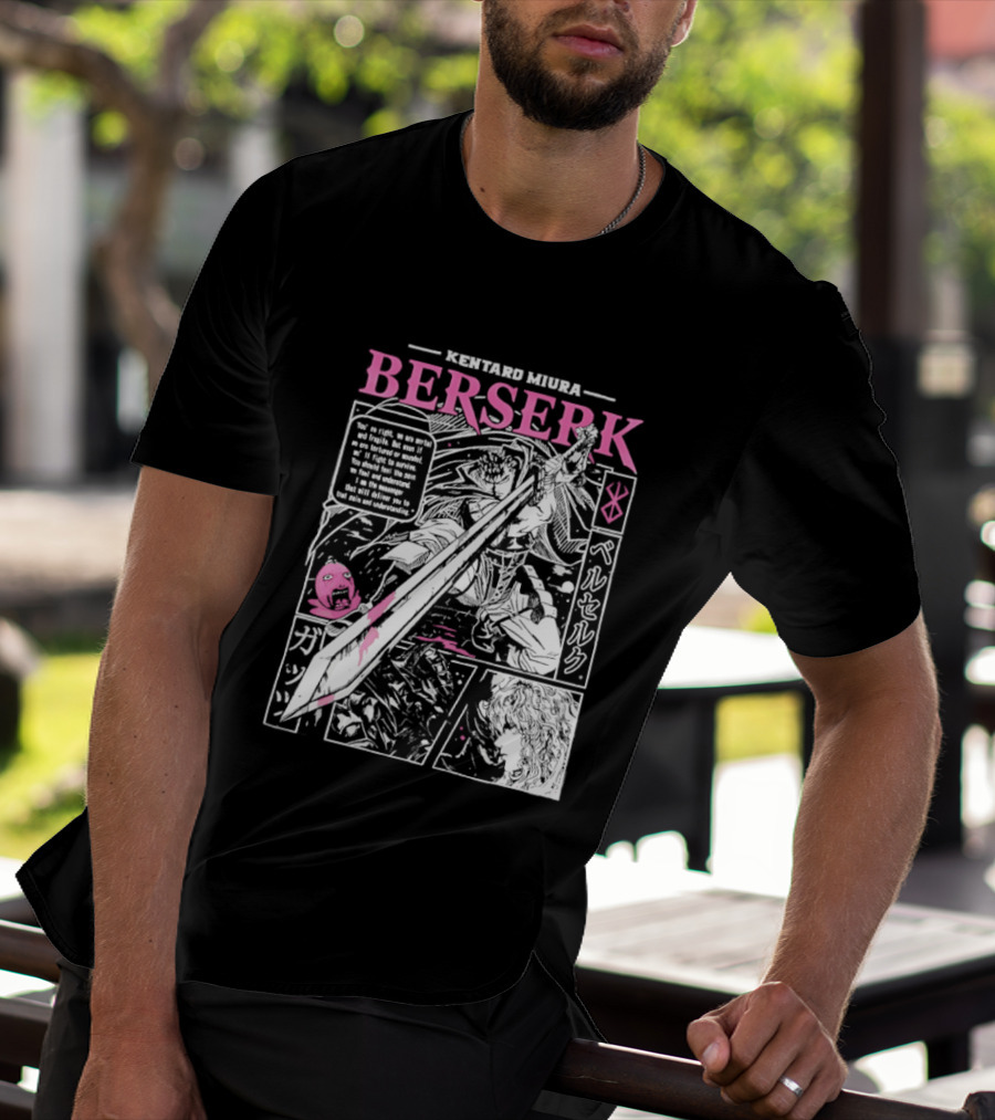 Kentaro Miura Berserk Manga Panel Warrior Sword T-Shirt