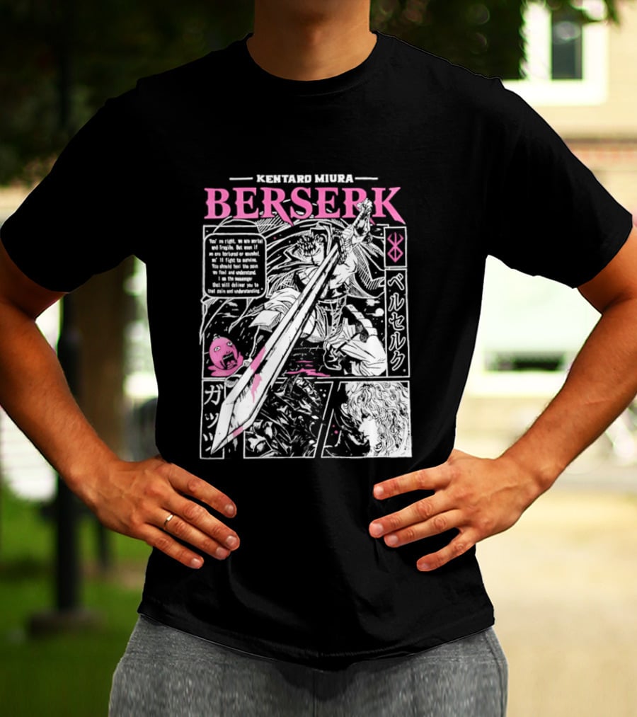 Kentaro Miura Berserk Manga Panel Warrior Sword T-Shirt