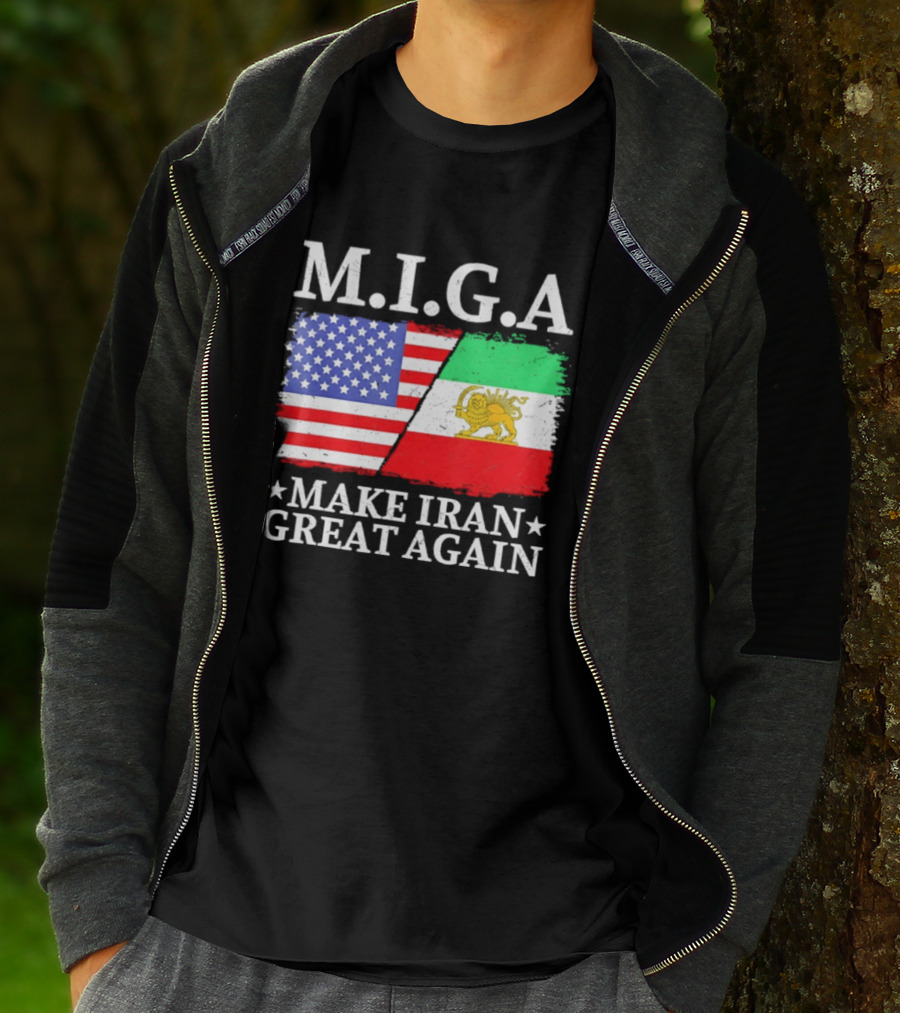 M.I.G.A Make Iran Great Again Half American Half Iranian Flags T-Shirt