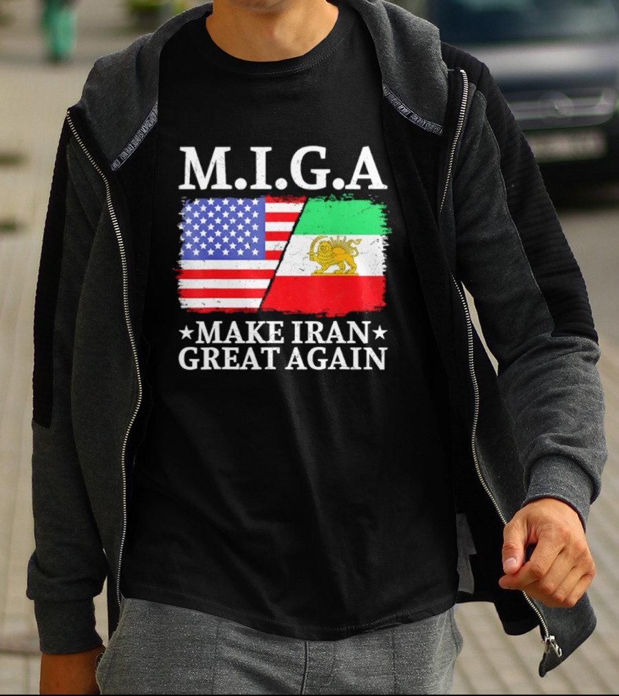 M.I.G.A Make Iran Great Again Half American Half Iranian Flags T-Shirt