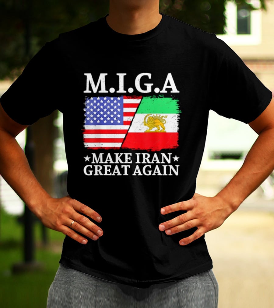 M.I.G.A Make Iran Great Again Half American Half Iranian Flags T-Shirt