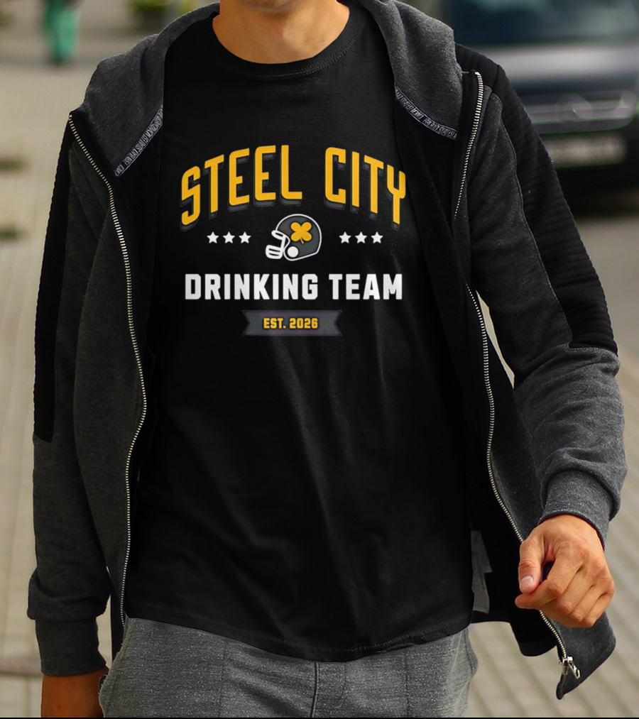 Steel City Drinking Team Est 2026 Football Helmet Stars T-Shirt
